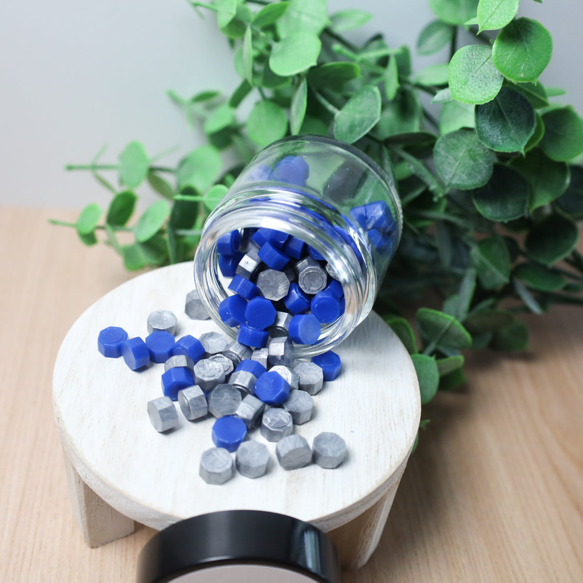 Mixed Wax Seal Beads, Blue and Silver Wax Beads